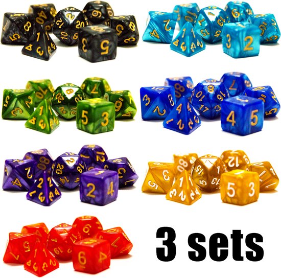 Thumbnail van een extra afbeelding van het spel Dungeons & Dragons dobbelstenen - 3 sets - 21 stuks