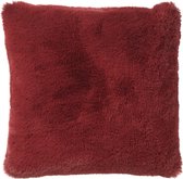 Dutch Decor ZAYA - Kussenhoes 45x45 cm - bontlook - effen kleur - Merlot - rood - met rits - zonder binnenkussen