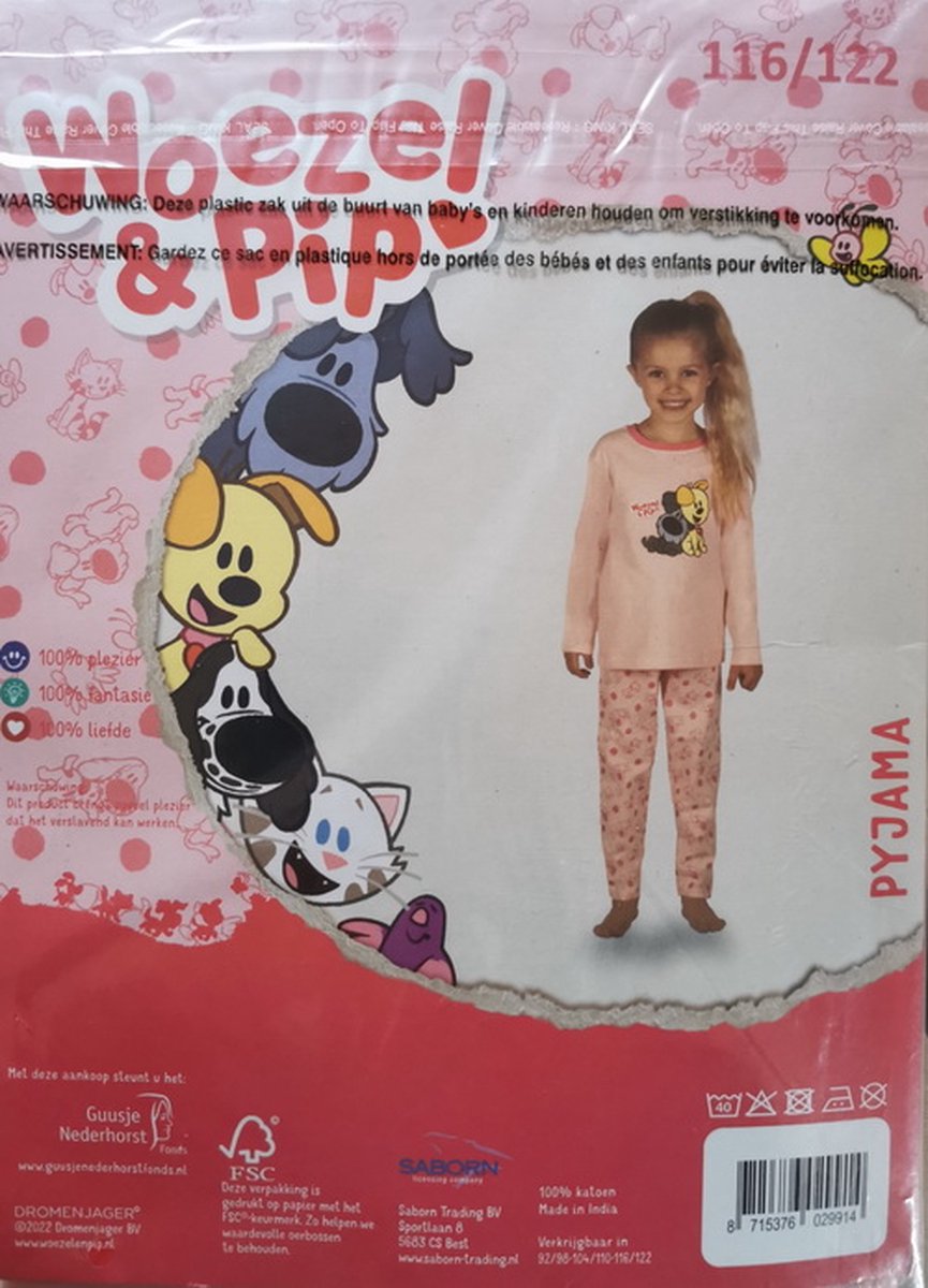 Woezel & Pip ! pyjama -- maat 116/122 -- 100% katoen