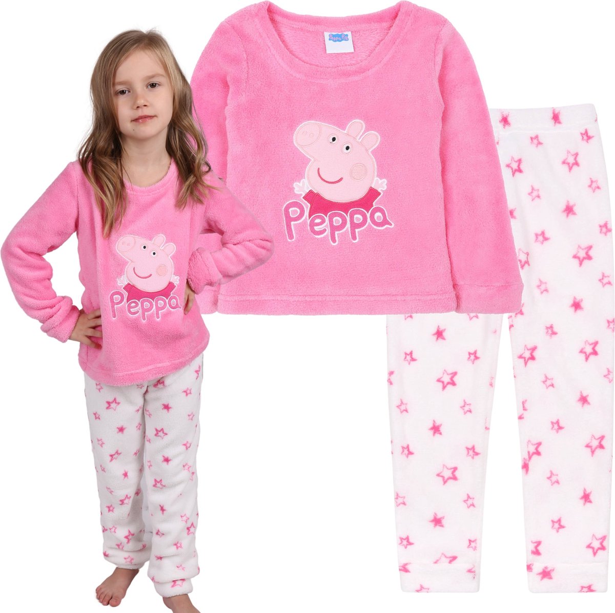 Peppa Pig fleece meisjespyjama, roze en wit OEKO-TEX / 116-128