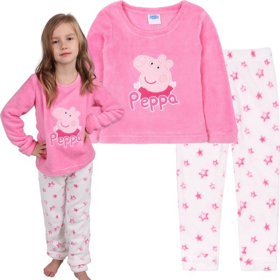 Peppa Pig - fleece meisjespyjama, roze en wit OEKO-TEX / 116-128