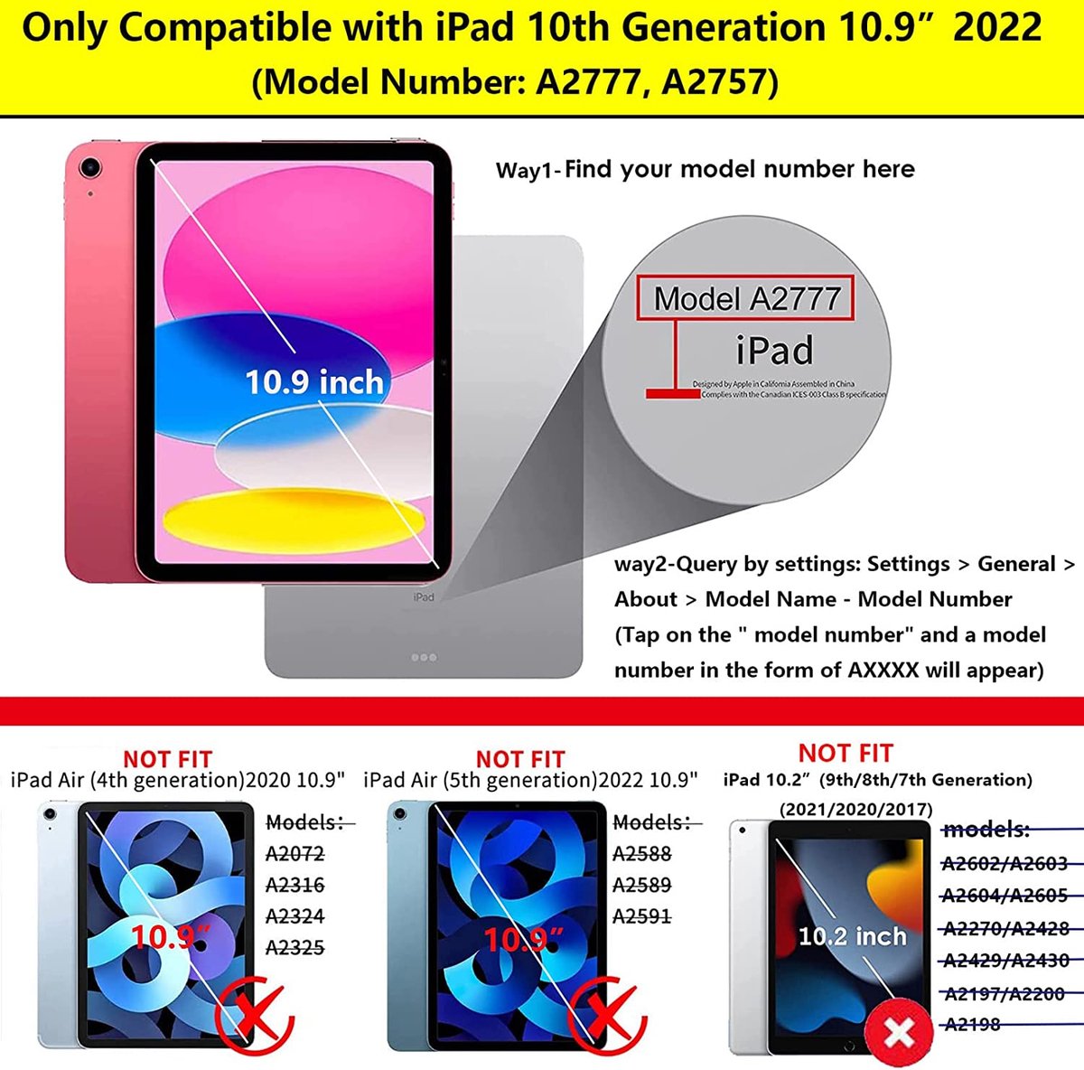 Coque iPad 2022 (10,9 pouces) - Coque iPad 10ème génération - bibliothèque  rotative 
