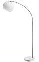 Lampe Arc design rétro - Lampadaire sur pied - Argent - Blanc opale