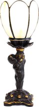 LumiLamp Tiffany Tafellamp 12x12x30 cm Beige Glas Kunststof Tiffany Bureaulamp