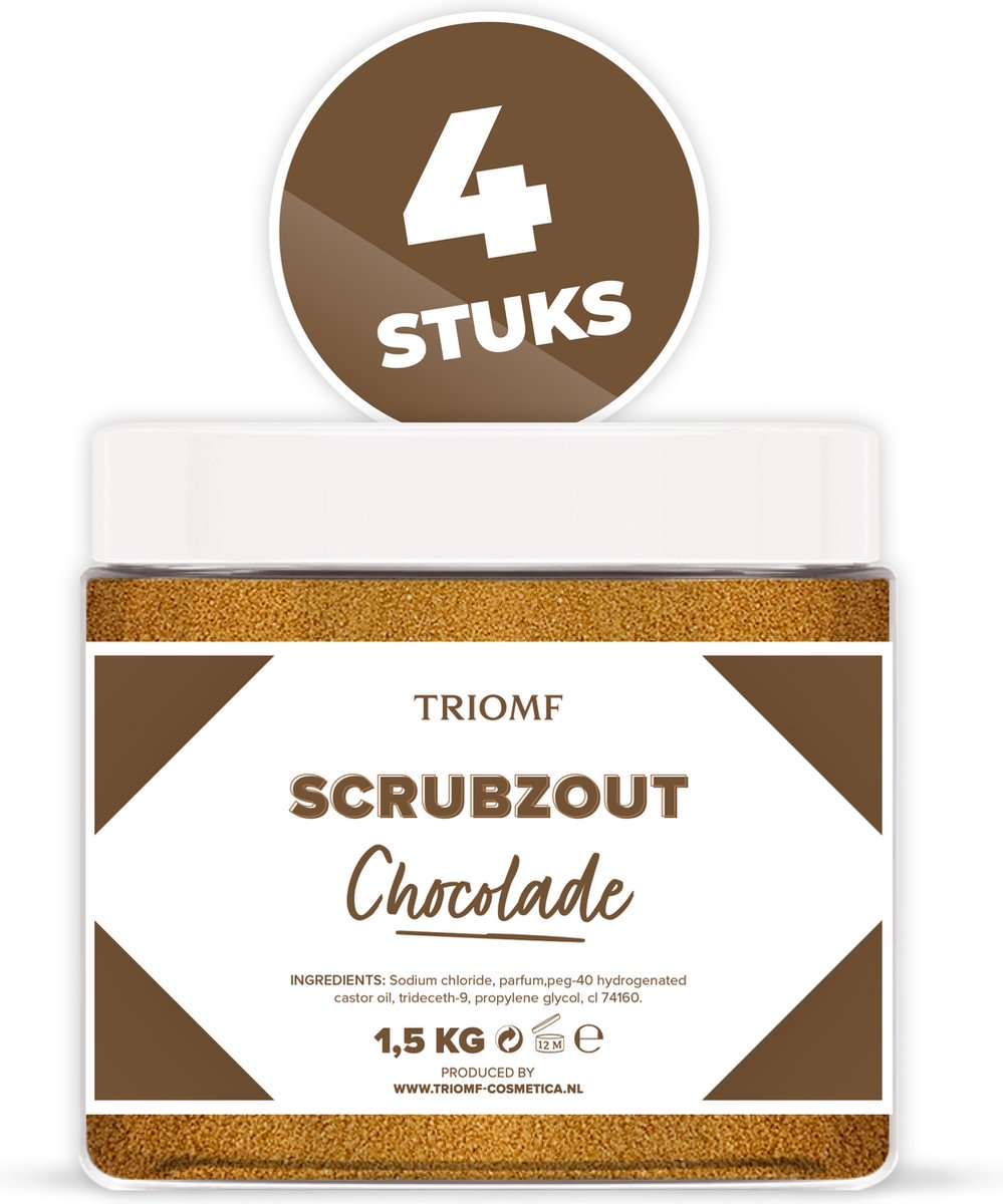 Scrubzout - Chocolade - 4 Potten - 4 x 1,5 kg - Navulling - Navullen