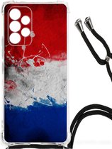 Telefoon Hoesje Geschikt voor Samsung Galaxy A53 Leuk Hoesje met transparante rand Nederlandse Vlag