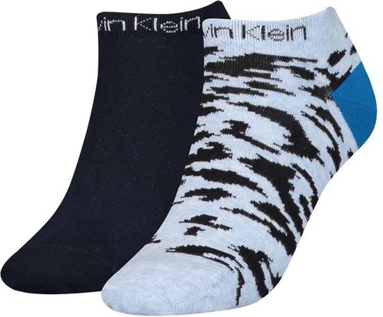 Calvin Klein Sneaker Leopard (2-pack) - dames enkelsokken - denim melange - Maat: One size