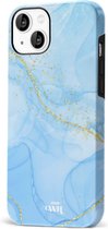 xoxo Wildhearts Marble Blue - Double Layer - Hoesje geschikt voor iPhone 14 Plus hoesje - Marmer hoesje - Shockproof case - Beschermhoesje geschikt voor iPhone 14 Plus case - Blauw