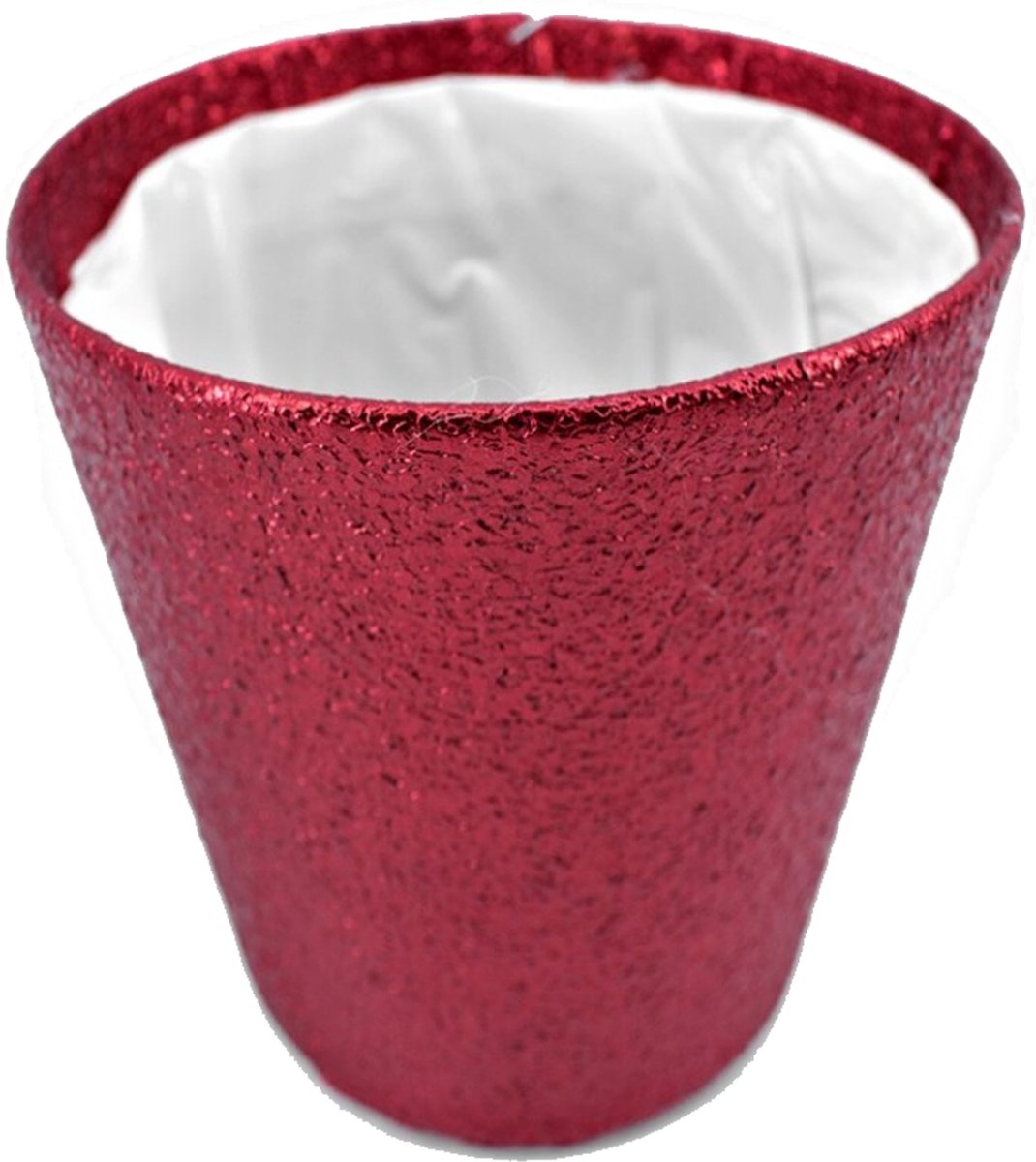 Gerimport Plantenmand - rood glitter - bloempot - 15 x 14 cm - kerst