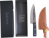T&M Knives Couteau de Chef Premium Torgnys - Couteau de Cuisine 30cm Acier Raboté et Martelé - Avec Coffret Cadeau et Housse de Protection