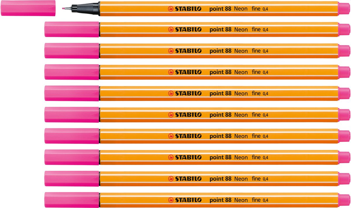 STABILO point 88 - Premium Fineliner - Fine 0,4 mm – Neon Roze– Doos 10 stuks