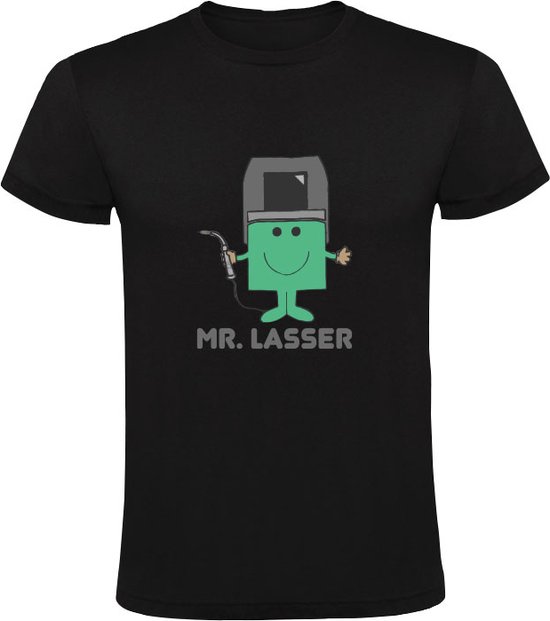 Foto: Mr lasser heren t shirt lassen snijbranden lasbril gereedschap zagen werk beroep zwart