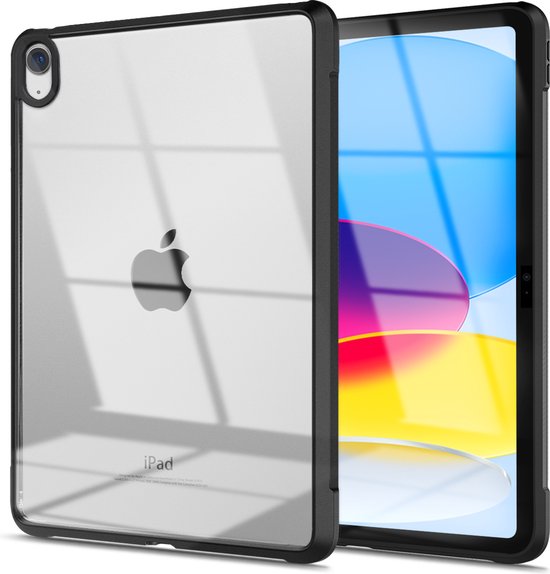 Tablet Hoes geschikt voor Apple iPad 10.9 (2022) - Back Cover met Beschermende Randen - Transparant / Zwart