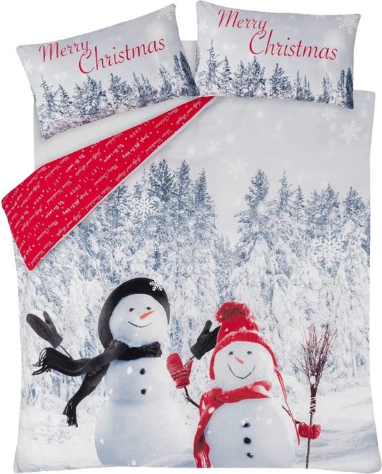 Gegeryozer Kerst Dekbedovertrek - Kerstman & Rendier Print - Fluwelzacht Microfiber - Feestelijk Slaapkamertextiel met 2 Kussenslopen