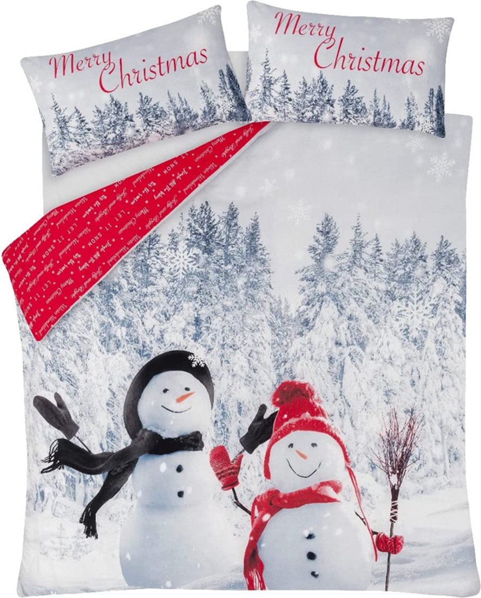 Kerst dekbedovertrek Sneeuwpoppen - kerstliedjes - 1 persoons met 1 kussensloop