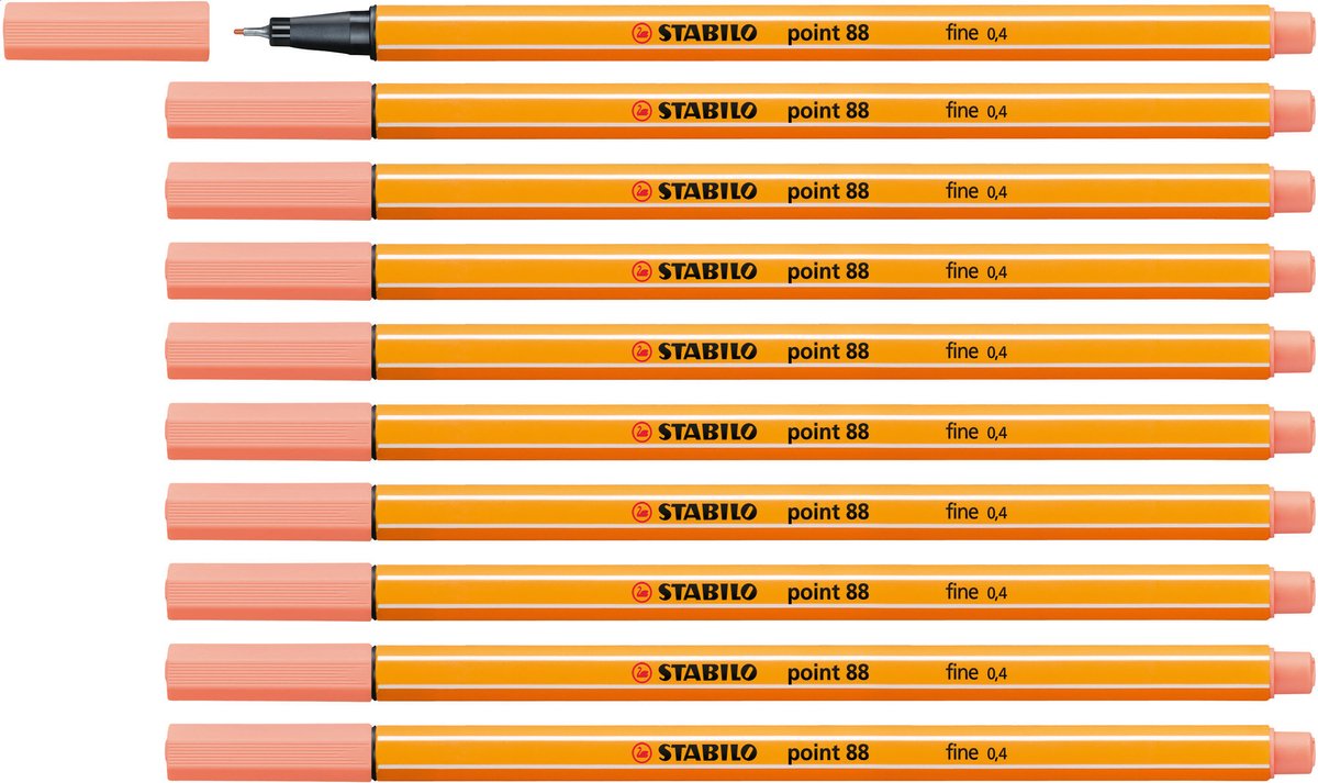 STABILO point 88 - Premium Fineliner - Fine 0,4 mm – Abrikoos oranje– Doos 10 stuks