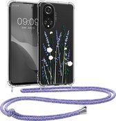 kwmobile telefoonhoesje geschikt voor HONOR X7 - Hoesje met telefoonkoord - Back cover voor smartphone - Case in lavendel / groen / transparant