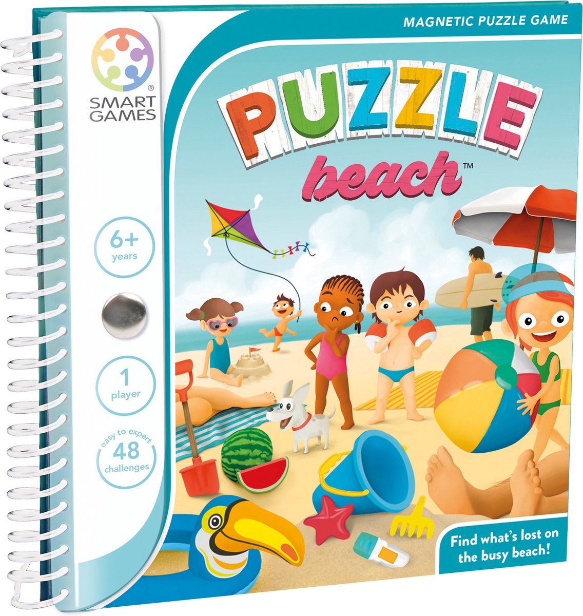 SmartGames - Puzzle Beach - Magnetische breinbreker - 48 uitdagingen - reisspel voor 1 speler - SmartGames