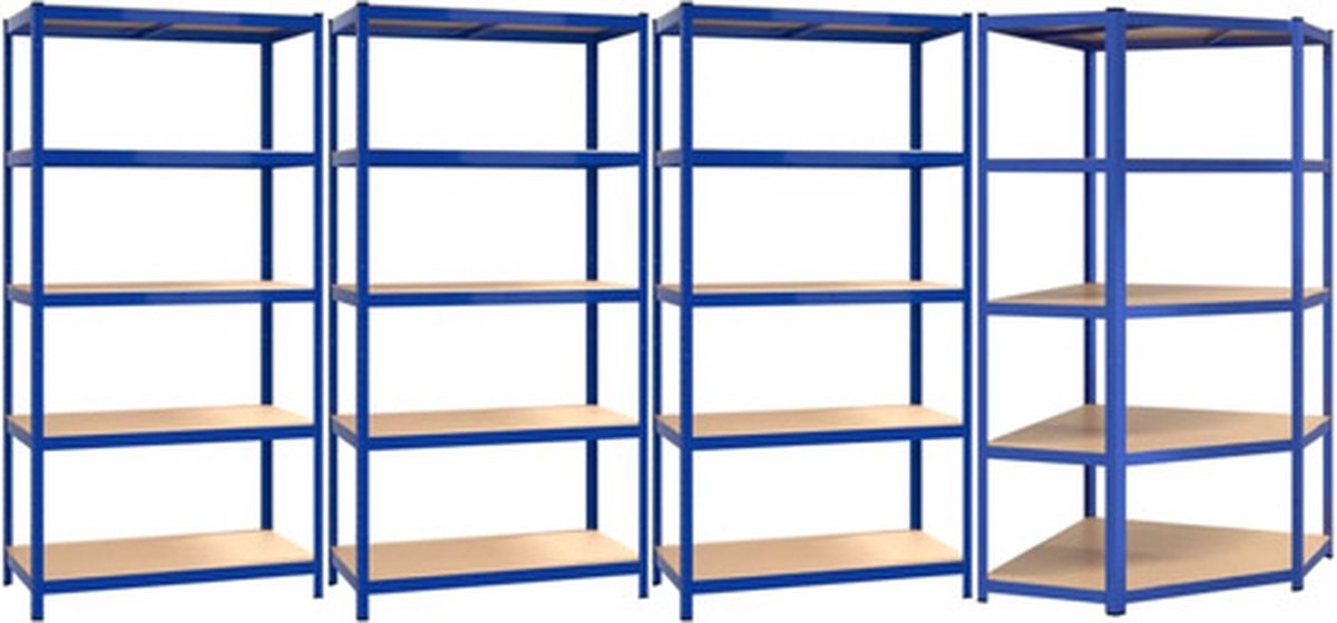 vidaXL Opbergrek 5-laags 4 st staal & bewerkt hout blauw