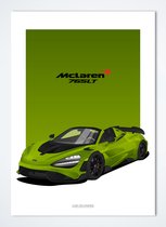 McLaren 765LT Spider Novitec Groen - Autoposter 70 x 50 cm | Kinderkamer | Slaapkamer | Kantoor