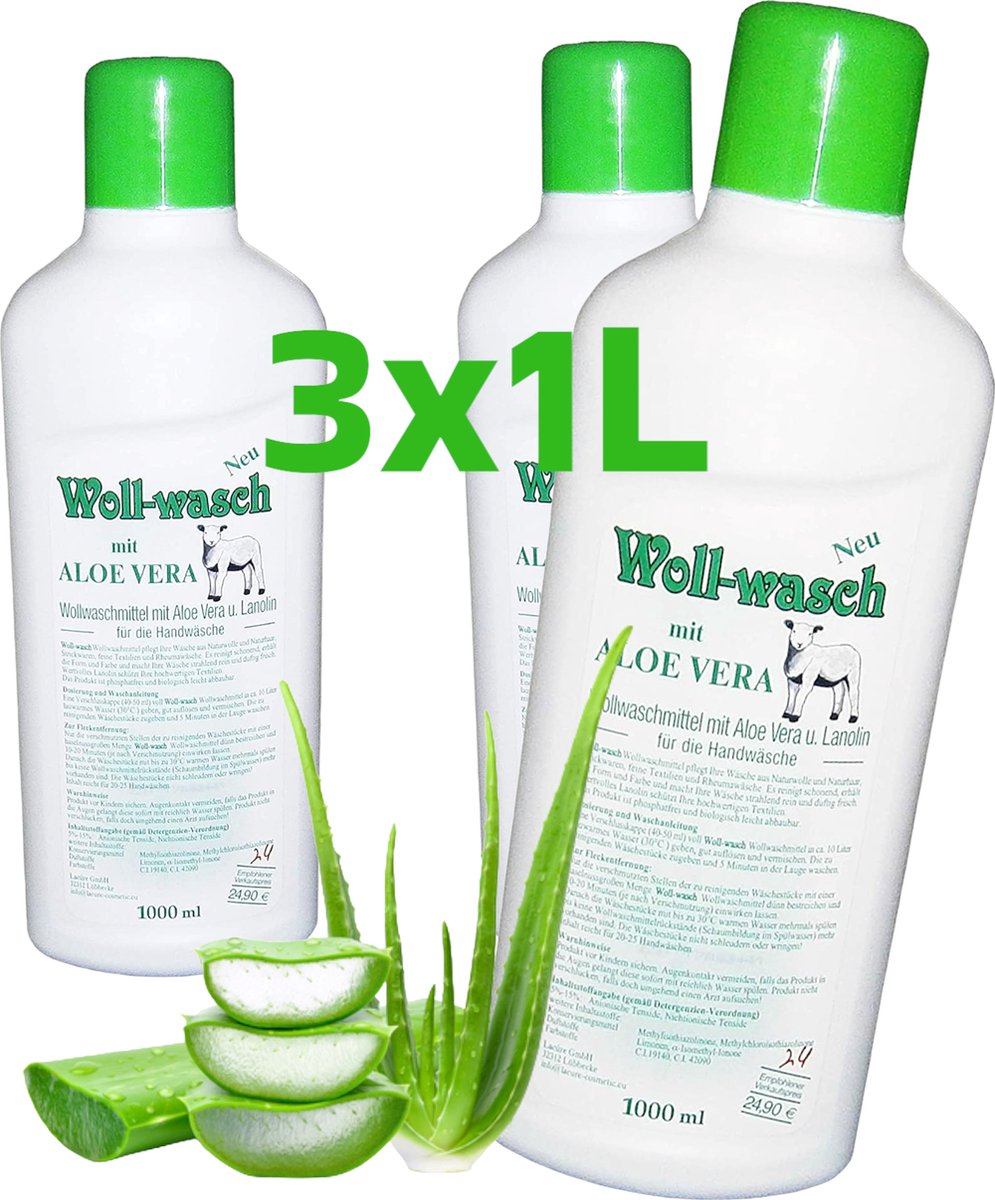 Wol fijnwasmiddel - 3x 1000ML - met Aloë Vera - voor Wol - Snuffelaar Actie Pakket