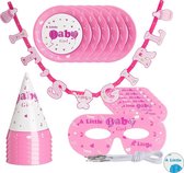 Babyshower versiering - versierpakket - 19-delige set - geboortefeest decoratie - 6 personen - geboorte - roze
