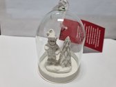 Kersthanger - stolp jongen met kerstboom - wit - glas - 8 cm