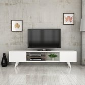 TV meubel Assens 160x31x40 cm wit en walnootkleurig