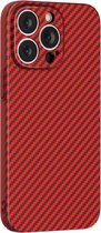 RNZV - Iphone 13 case - telefoonhoesje - full camera protection - carbon fiber - Rood