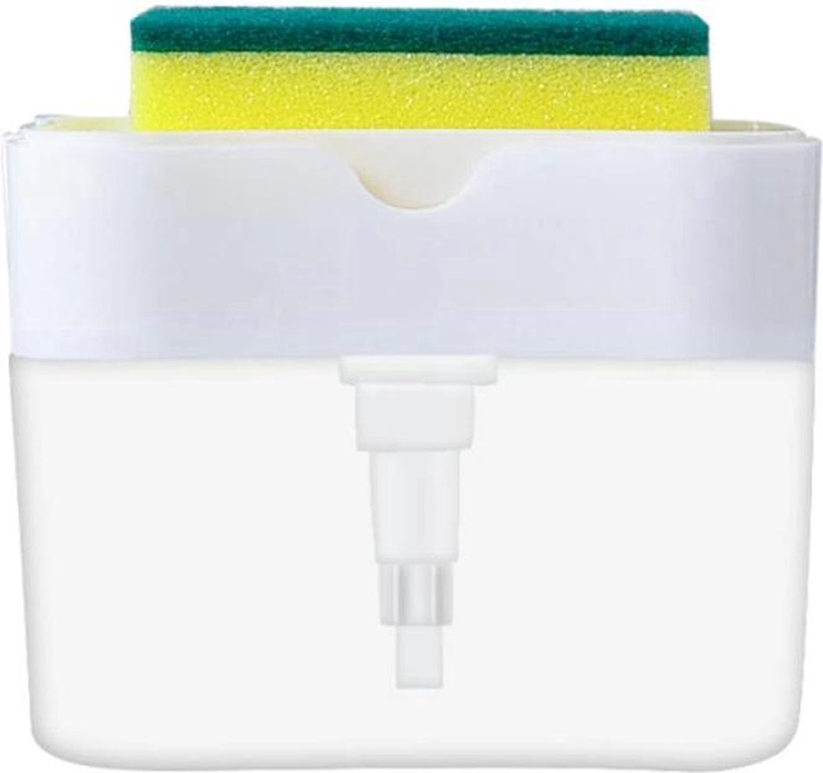 Borvat® | Soap Press Zeepdispenser met spons | Zeeppomp Dispenser | Sponshouder met zeep | Herbruikbaar en Duurzaam | Duurzaam ABS | Keuken accessoires | Inclusief gratis spons