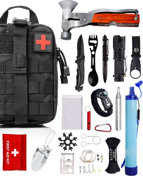 Survival Kit XL 35-delige Survival Set – Noodpakket – Overlevingspakket – Survival Armband – Survival Kit Outdoor – Survival Tool – Survival Kit Combat – Survival Kit Kinderen – Survival Kit Bushcraft – Survival Mes – Survival