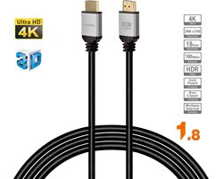 HDMI Kabel 2.0 - 4K@60Hz Ultra HD - 1,8 Meter - eARC / HDR / 3D - HDMI naar HDMI - Geschikt voor PlayStation 5, Xbox Series X/S, OLED TV, Soundbar, Home Cinema Set