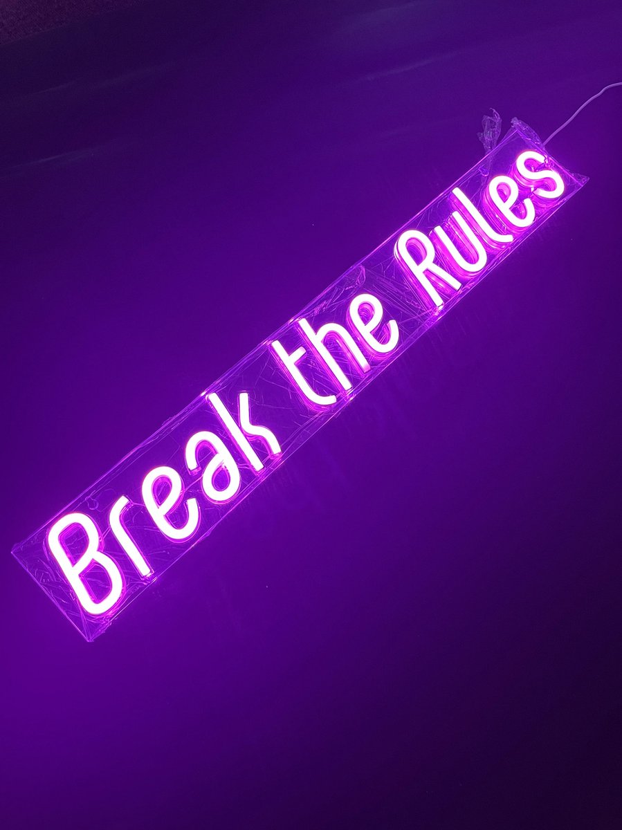 Break the rules - sfeerlicht - Neon verlichting - Wandlamp - Feest - Party - Cadeau -Roze sfeerlicht - Achtergrond - TIKTOK - decoratie - LED