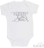 100@ katoenen Romper "Twinkle winkle little star" Unisex Katoen Wit/grijs Maat 62/68