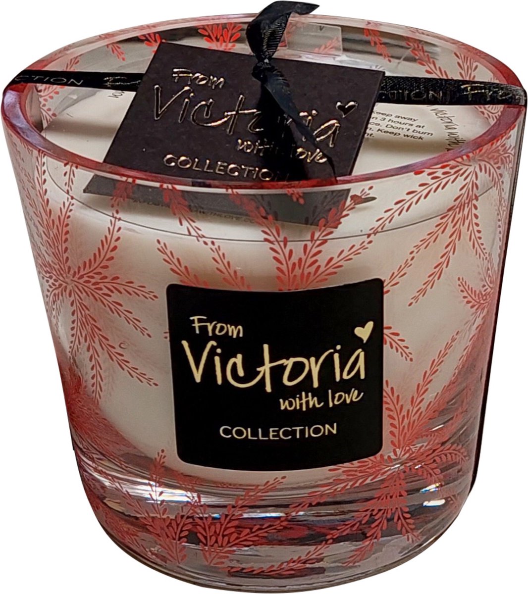 VICTORIA WITH LOVE BY PHILLINE.BE Victoria with Love kaars - Ferns Red - Smal - Geurkaars Roze