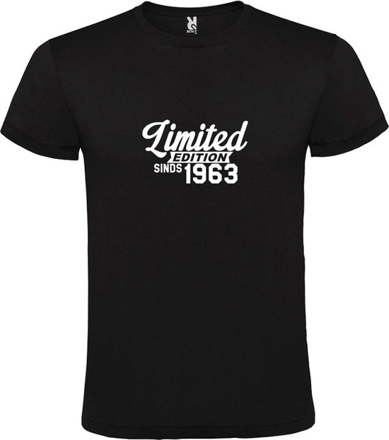 Zwart T-Shirt met “ Limited edition sinds 1963 “ Afbeelding Wit Size XXXXL