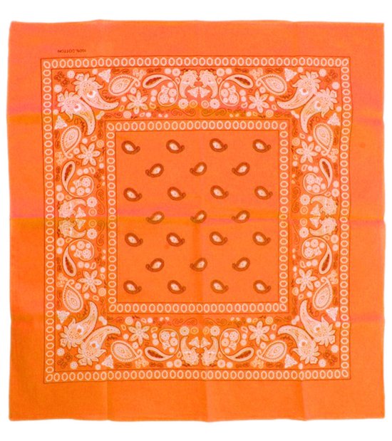 Neon oranje zakdoek bandana 53 x 53 cm