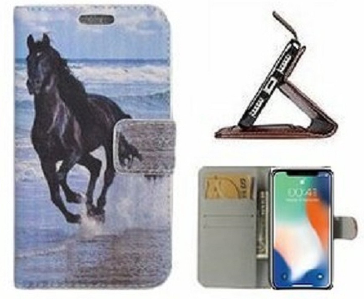 iPhone X Hoesje Met Pasjeshouder Bookcase Zwarte Paard