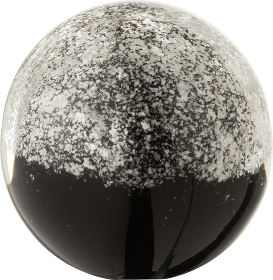 Decoratieve bol / bal  in presse papier - Wit / grijs / zwart / tranparant / zilver - 8 x 8 x 8 cm hoog.