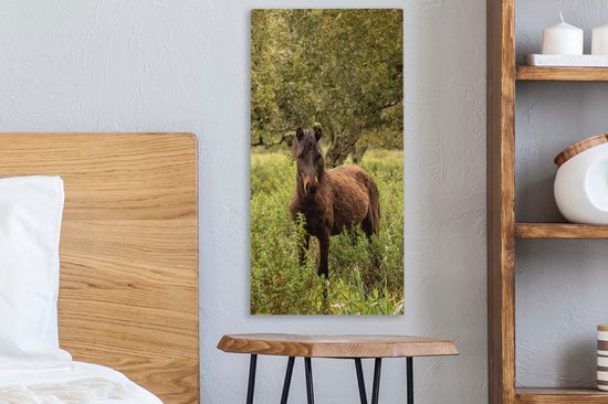 Toile Peinture Cheval - Forêt - Herbe - 20x40 cm - Décoration murale
