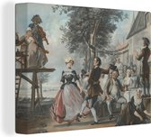 Canvas Schilderij De bruiloft van Kloris en Roosje - Schilderij van Cornelis Troost - 40x30 cm - Wanddecoratie