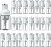 INCETUE 24-delige lege schuimdispensers, 30 ml mini-schuimende plastic pompfles, hervulbare draagbare vloeistofdispenserfles, doorzichtige kleine reisflessen voor cosmetica, wimpershampoo