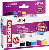 Edding Inktcartridge vervangt Canon PGI-570PGBK XL, CLI-571BK XL, CLI-571C XL, CLI-571M XL, CLI-571Y XL Compatibel Comb