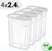 Bocaux de conservation de conservation Set de 4 - 4x2,4L avec couvercle blanc Bidons alimentaires de conservation - Boîte de conservation fraîcheur - 4 Pièces - Sans BPA - Plastique