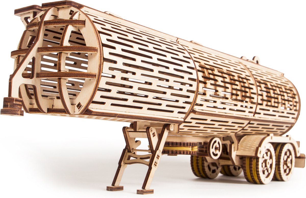 Wood Trick – Modelbouw 3D houten puzzel – de Tankaanhangwagen – Tank Trailer – Uitbreiding op Grote Vrachtwagen Big Rig - 220 stuks - Geen lijm noch verf nodig! — afbeelding 9