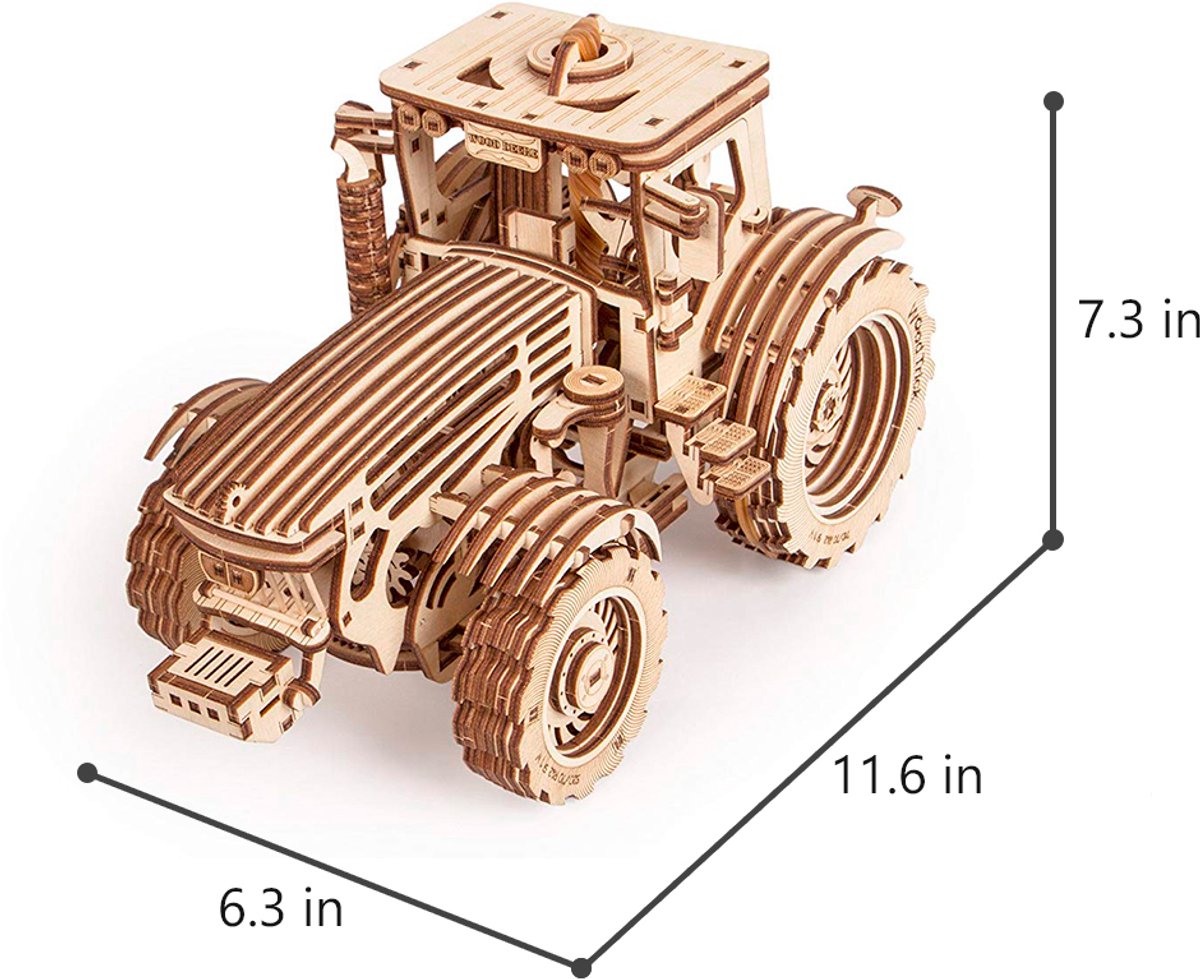 Wood Trick – Modelbouw 3D houten puzzel – Tractor (WDTK006) – 401 stuks - Geen lijm noch verf nodig! — afbeelding 6