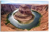 WallClassics - Dibond - Horseshoe Bend Rotsen, Arizona - 60x40 cm Foto op Aluminium (Wanddecoratie van metaal)