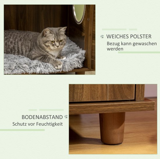 PawHut Kattenbak Met Zeef, Inclusief Schepje, Schattig Ontwerp Groen Wit ~1icvp62sbsg01