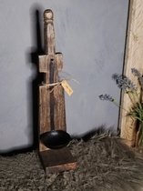 lepel ijzer op houtenstandaard 47 cm voor theelicht