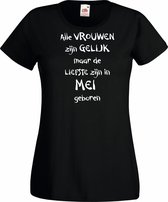 Awesome-Gifts - Outlet - Speciale aanbieding T-shirt zwart - maat S - Alle vrouwen zijn gelijk maar deliefste zijn in MEI geboren